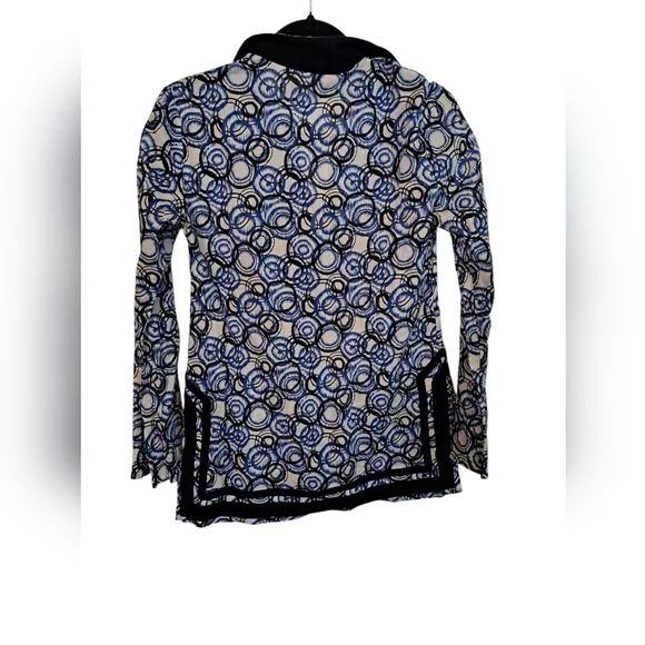 Michael Kors Blue, Black and White Patterned Women's Top XS - Picture 2 of 3